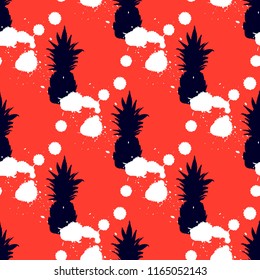 Seamless pattern with pineapples. Vector illustration
