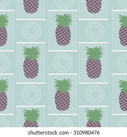 Seamless pattern with pineapples. Vector illustration. 