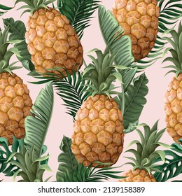 Seamless pattern with pineapples. Vector trendy print