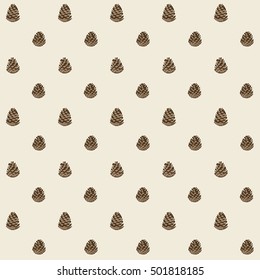 Seamless pattern with pinecones. Design or background for invitation, poster, greeting cards, wallpaper. New year holiday vector illustration.