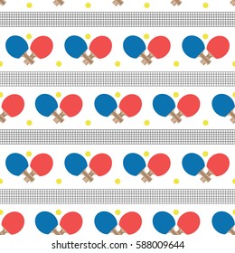 Seamless pattern with ping pong rackets and net