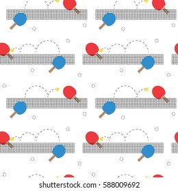 Seamless pattern with ping pong rackets and net