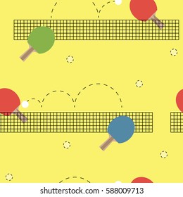 Seamless Pattern With Ping Pong Rackets And Net