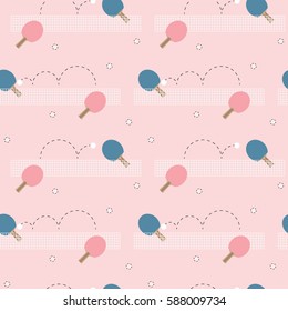 Seamless pattern with ping pong rackets and net