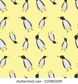 Seamless pattern of pinguins. Vector illustration