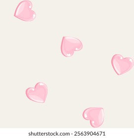 Seamless pattern with pink 3d hearts. Love seamless pattern. Pattern to valentines day or wedding. 