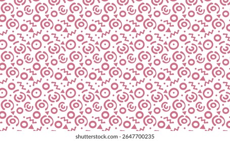 Seamless pattern of pink abstract geometric shapes on a white background