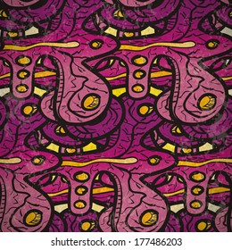 Seamless pattern of pink abstract plants
