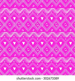 Seamless pattern. Pink background. White hand-drawn elements. Glamorous style. Vector eps 10.