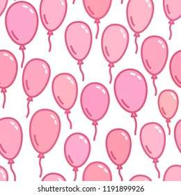 Seamless pattern with pink balloons, naive and simple background, pink wallpaper, vector illustration