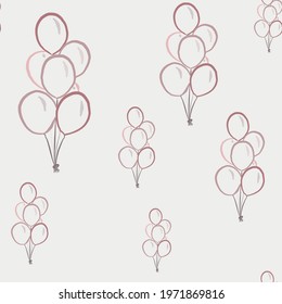 seamless pattern pink balloons. pastel color. festive decoration. birthday. Print for baby fabric. Wrapping paper design. wallpaper. vector eps 10