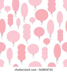 Seamless pattern with pink balloons.Pink balloons isolated on white background.Design for a birthday and Valentine's Day