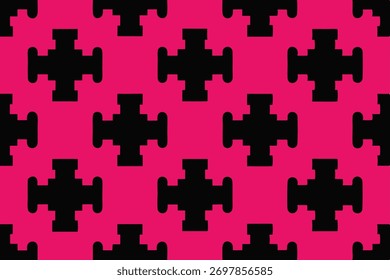 Um padrão perfeito de cruzes rosas e pretas cria um design arrojado e atraente, ideal para fundos e têxteis em vários projetos criativos.