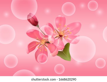 Seamless pattern with pink blossoming cherry for bed linen