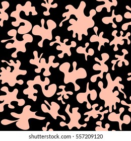 seamless pattern, pink blots on black background, vector illustration 