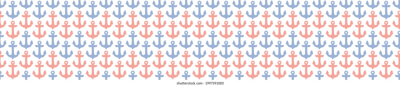 Seamless pattern with pink and blue anchors