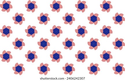 seamless pattern with pink and blue  flowers repeat style, replete image design for fabric printing