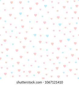 Seamless pattern from the pink and blue hearts. Vector illustration