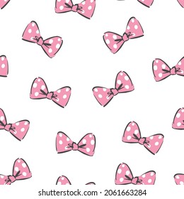 Seamless pattern with Pink Bow on a white background vector