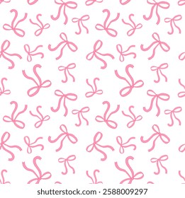 Seamless Pattern of pink bows. Fashion Print. Vector illustration. 