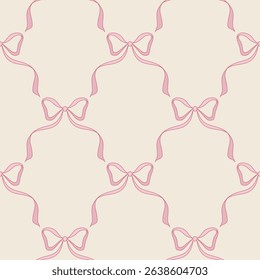 Padrão contínuo com arcos cor-de-rosa sobre fundo bege. Papel de parede fita vintage com design repetido.