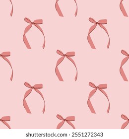 A seamless pattern with pink bows for Valentine's Day or a birthday. A cute and delicate bow design for decor, gift wrapping paper, textiles, and wallpapers