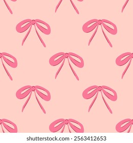 seamless pattern with pink bows for valentines day, flat vector illustration, perfect for your holiday background, textile, greeting card, wrapping