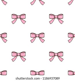 Seamless pattern with pink bows. Vector illustration.
