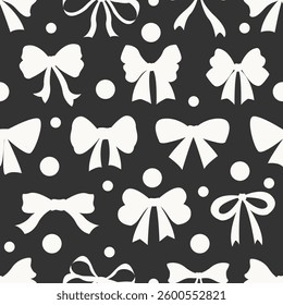 Seamless pattern pink bows. Vector illustration.