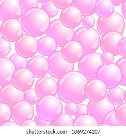 Seamless pattern with pink bubbles, realistic bubbles background, pink blob wallpaper, vector
