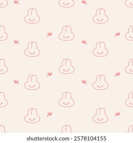 Seamless pattern of pink bunny