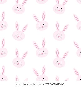 Seamless pattern pink Bunny vector illustration