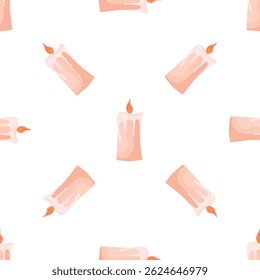Padrão contínuo de velas rosa queimando, criando uma atmosfera acolhedora e espiritual