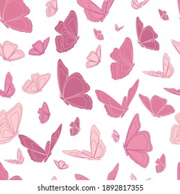 seamless pattern with pink butterflies
