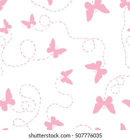 Seamless pattern - pink butterflies