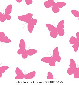 Dibujo vectorial de las siluetas de mariposas rosadas de patrón sin brillo