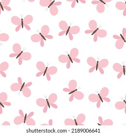 Seamless pattern pink butterflies vector illustration