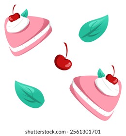 Seamless pattern pink cake illustration