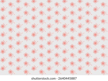 Seamless pattern of pink cherry blossoms on light gray background, elegant and soft Japanese spring floral vector design, suitable for fabric, wallpaper, and seasonal decor
