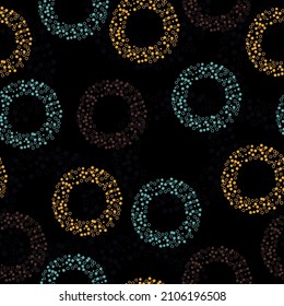 Seamless pattern with pink circles. Classic dotted seamless gold glitter pattern. Seamless vector illustration with pink and purple geometric shapes.