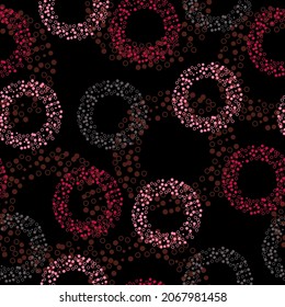 Seamless pattern with pink circles. The Memphis style. Geometrical figure. Seamless vector illustration with pink and purple geometric shapes.