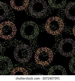 Seamless pattern with pink circles. The Memphis style. Geometrical figure. Seamless vector illustration with pink and purple geometric shapes.
