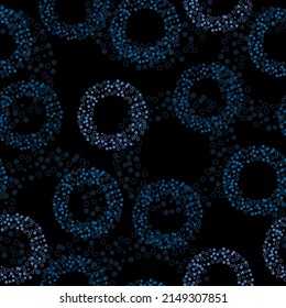 Seamless pattern with pink circles. Multicolored balloons on a black background. Vector illustration. Seamless vector illustration with pink and purple geometric shapes.