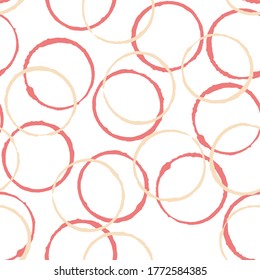 Seamless pattern with pink circles on white background. Vector design for textile, backgrounds, clothes, wrapping paper, web sites and wallpaper. Fashion illustration seamless pattern.