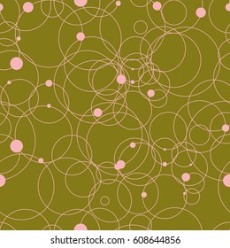 seamless pattern of pink circles on a green background