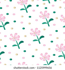 seamless pattern with pink daisy flowers - floral fabric pattern vector