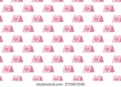 Seamless pattern of pink desk calendars with heart shaped Feb 14 dates on a clean white background. Cute romantic design for wrapping paper, textiles, stationery, party decor and Valentine themes