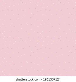 Seamless pattern of pink donut glaze surface with many decorative sprinkles. Easy to change colors. Vector background design for banner, poster, flyer, card, postcard, cover, brochure.