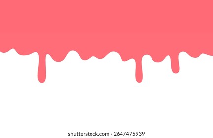 Seamless pattern of pink dripping. ice cream liquid dripping. flowing pink liquid texture on white background