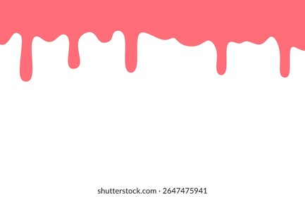 Seamless pattern of pink dripping. ice cream liquid dripping. flowing pink liquid texture on white background